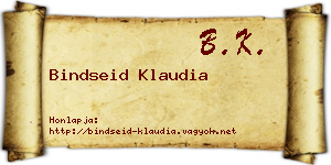 Bindseid Klaudia névjegykártya